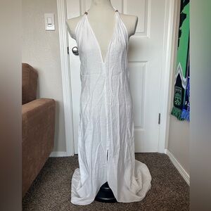 White Halter Maxi Dress